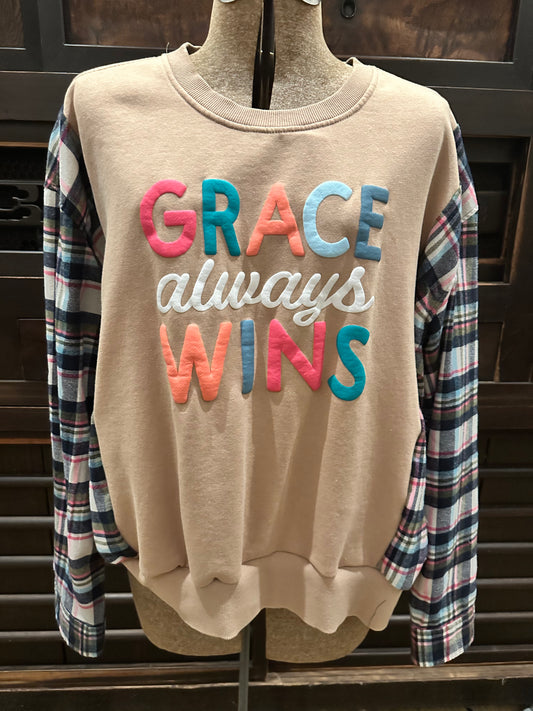 Grace Always Wins Flannel Sweatshirt