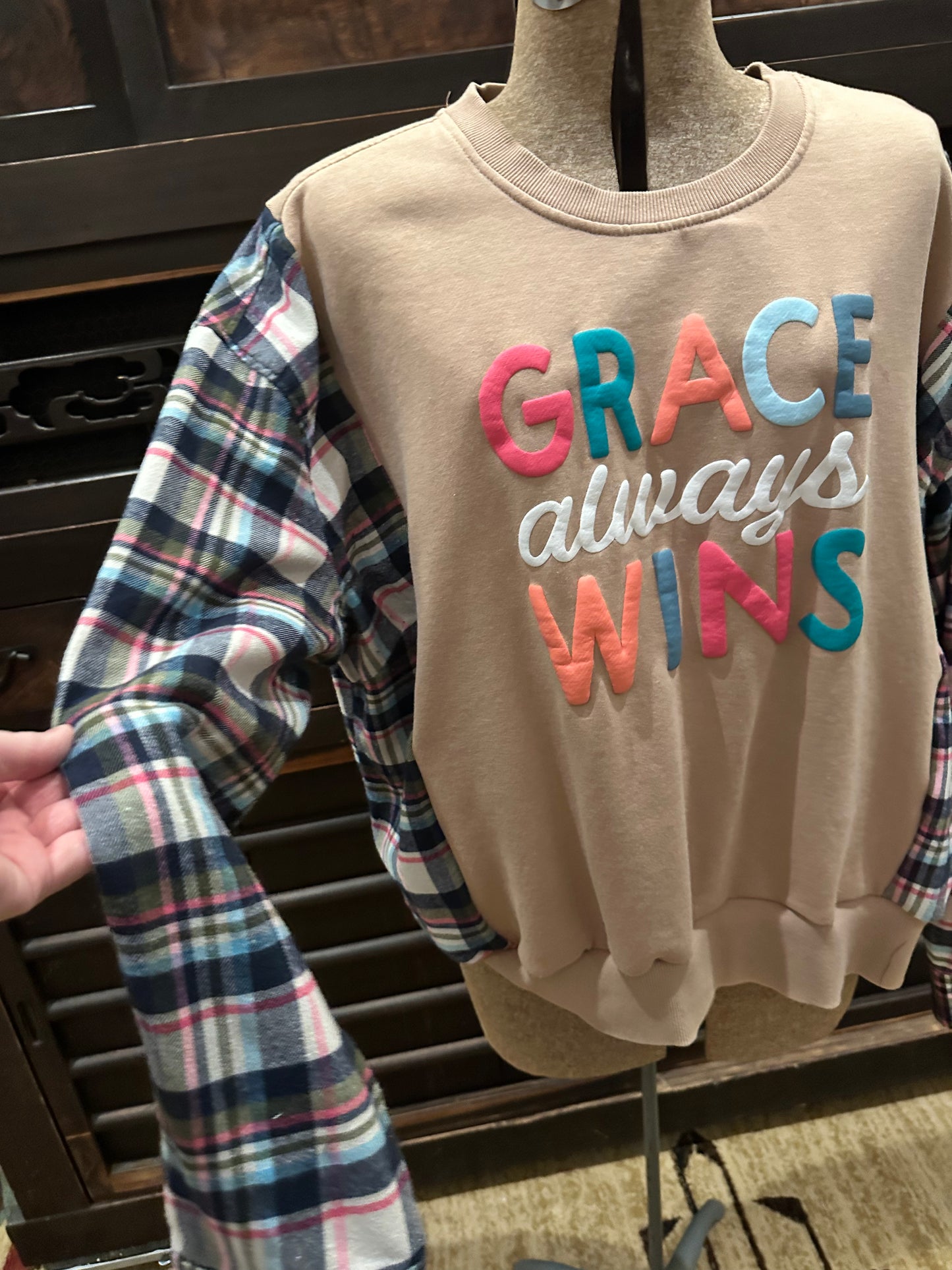 Grace Always Wins Flannel Sweatshirt